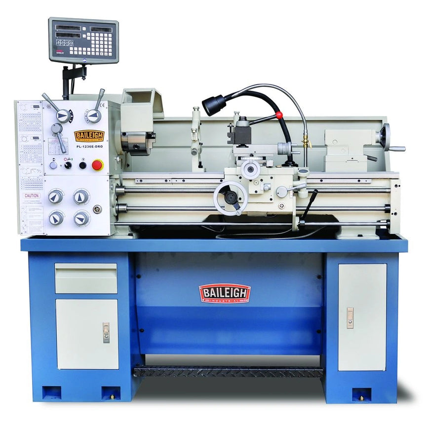 PL-1236E-DRO-1.0; 12"x36" Variable Speed Lathe with Mitutoyo DRO 2HP, 220V 1Phase
