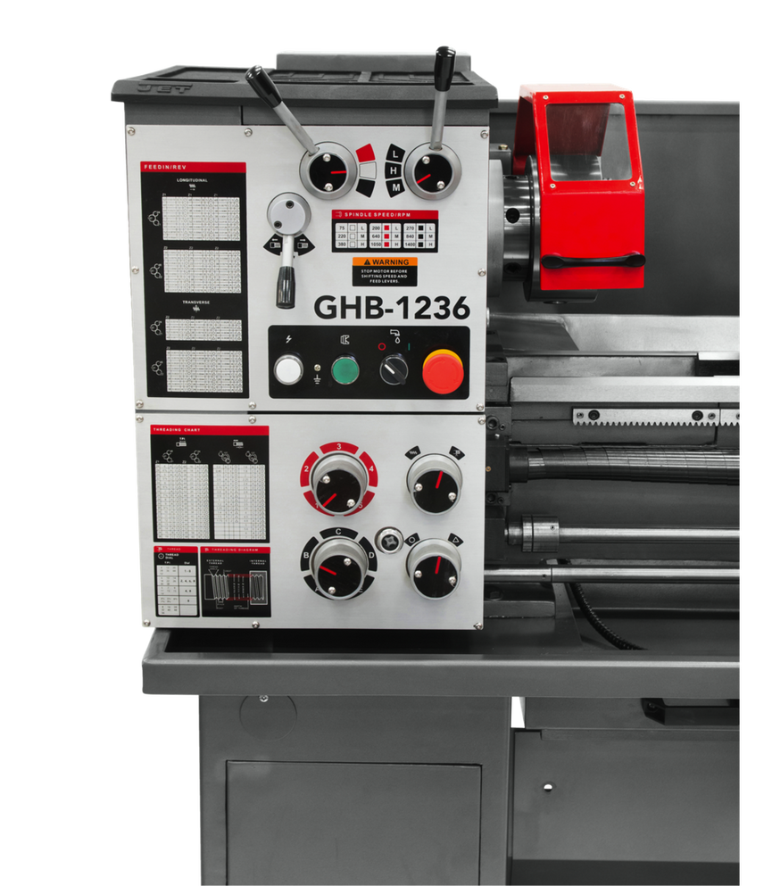 GHB-1236 Geared Head Bench Lathe with Stand & Foot Brake