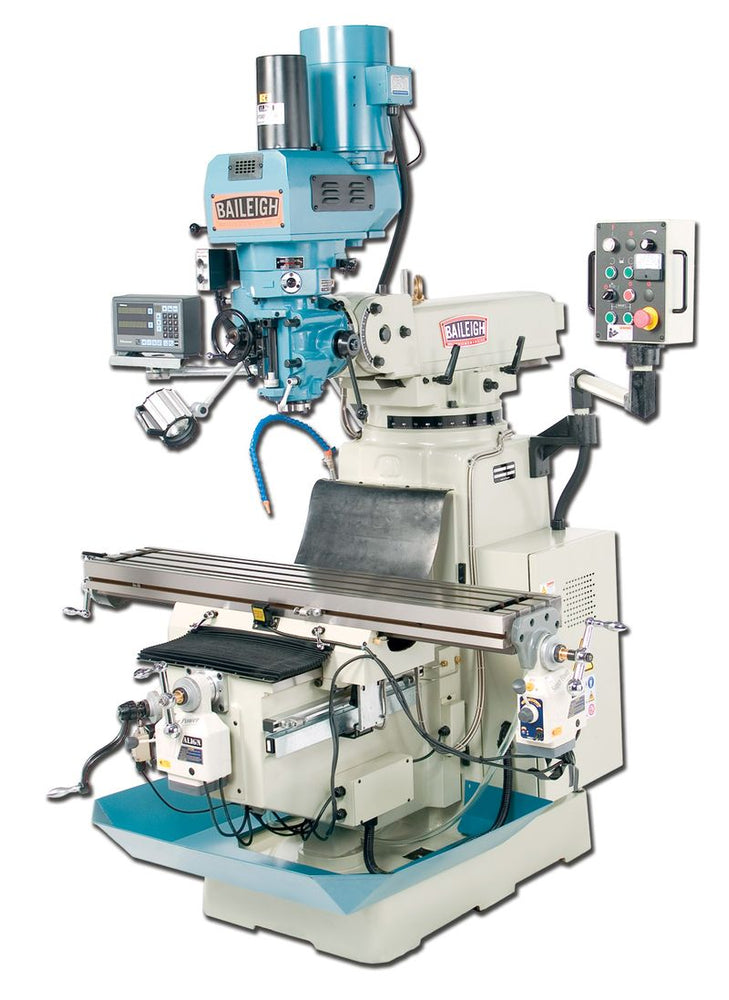 VM-1054-3; 10" x 54" EVS Variable Speed Vertical Milling Machine NT40 Spindle with X, Y & Z Powerfeeds, DRO & Air Power Drawbar 3HP, 220V 3Phase