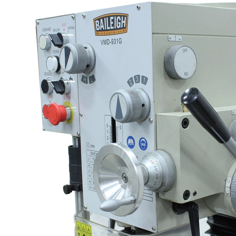 VMD-931G;  Square Column Geared Head Mill and Drill, Includes Stand & X-Powerfeed 2HP, 110V, Single Phase