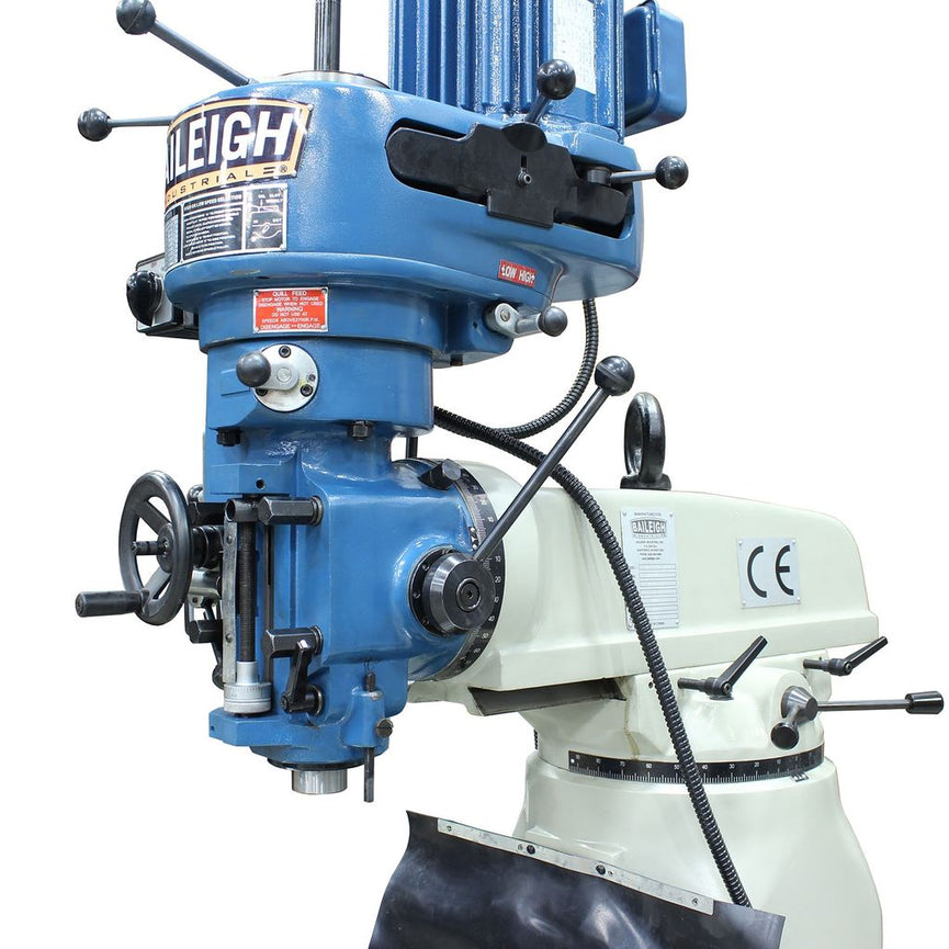 VM-836E-1;   8" x 36" Step Pulley Vertical Mill, 2HP, 110V, Single Phase