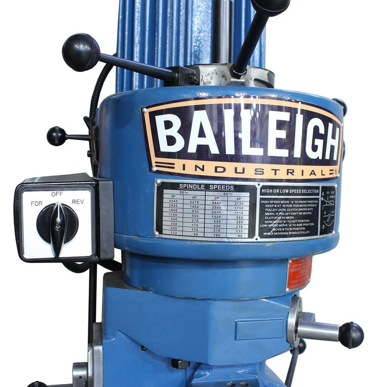 VM-836E-1;   8" x 36" Step Pulley Vertical Mill, 2HP, 110V, Single Phase